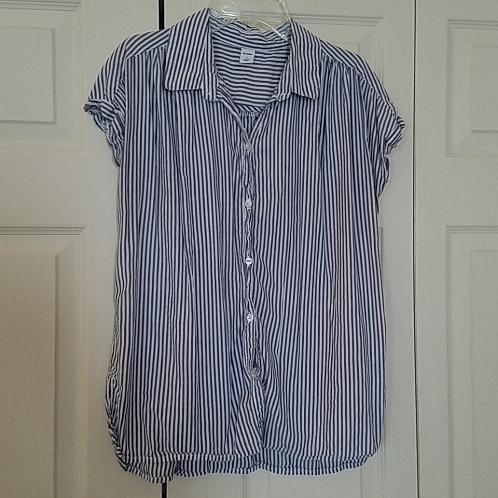 Blue and White Stripe Button Up